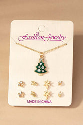 Christmas Tree Necklace & Stud Set | Holiday Jewelry, jewelry Sets, $ 15.00, A Moment Of Now™